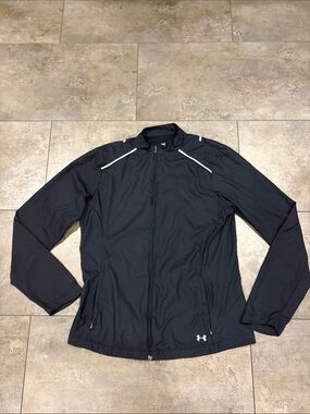 Under Armour Black Performance Full-Zip Jacket with White Reflective Accents